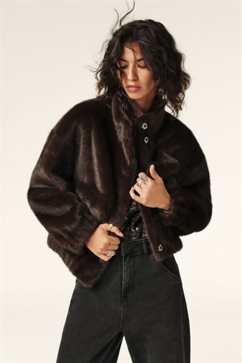 Ba&sh, Paros faux fur jacket, Chocolat